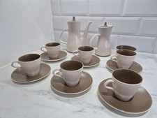 Vintage Poole Pottery Twintone Mushroom and Sepia Coffee Set 