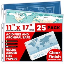 11x17 Sheet Protectors, 25 Pack, Heavyweight, Clear Page Protectors