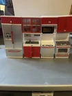 80’s Vtg Super Star Era Europe Barbie Type Red White Kitchen Set