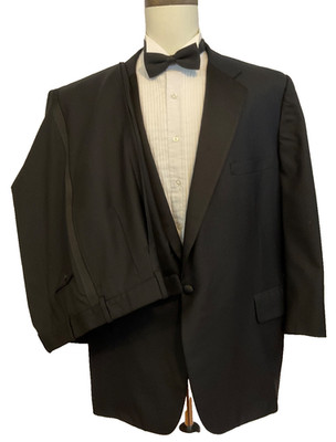 Tom James Filo A Mano Bespoke Tuxedo 52 R/L Suit Satin Trim Surgeons Cuffs 42x28