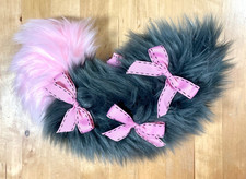 Fursuit Tail in Dark Gray  Pink Handmade Furry Custom Cosplay READY 2 SHIP