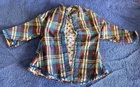 Antique Doll Clothing Plaid Cloth Jacket as Found