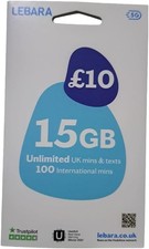 Lebara mobile Pay As You Go Triple Cut Sim Low Cost International Calls, SMS & 