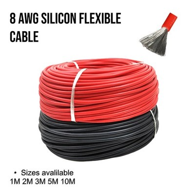 Flexibles weiches Silikonkabel 8 AWG rot & schwarz verzinnt UK-Verkäufer