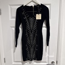 QED London Women’s Long Sleeve Embellished Bodycon Dress Size Large New