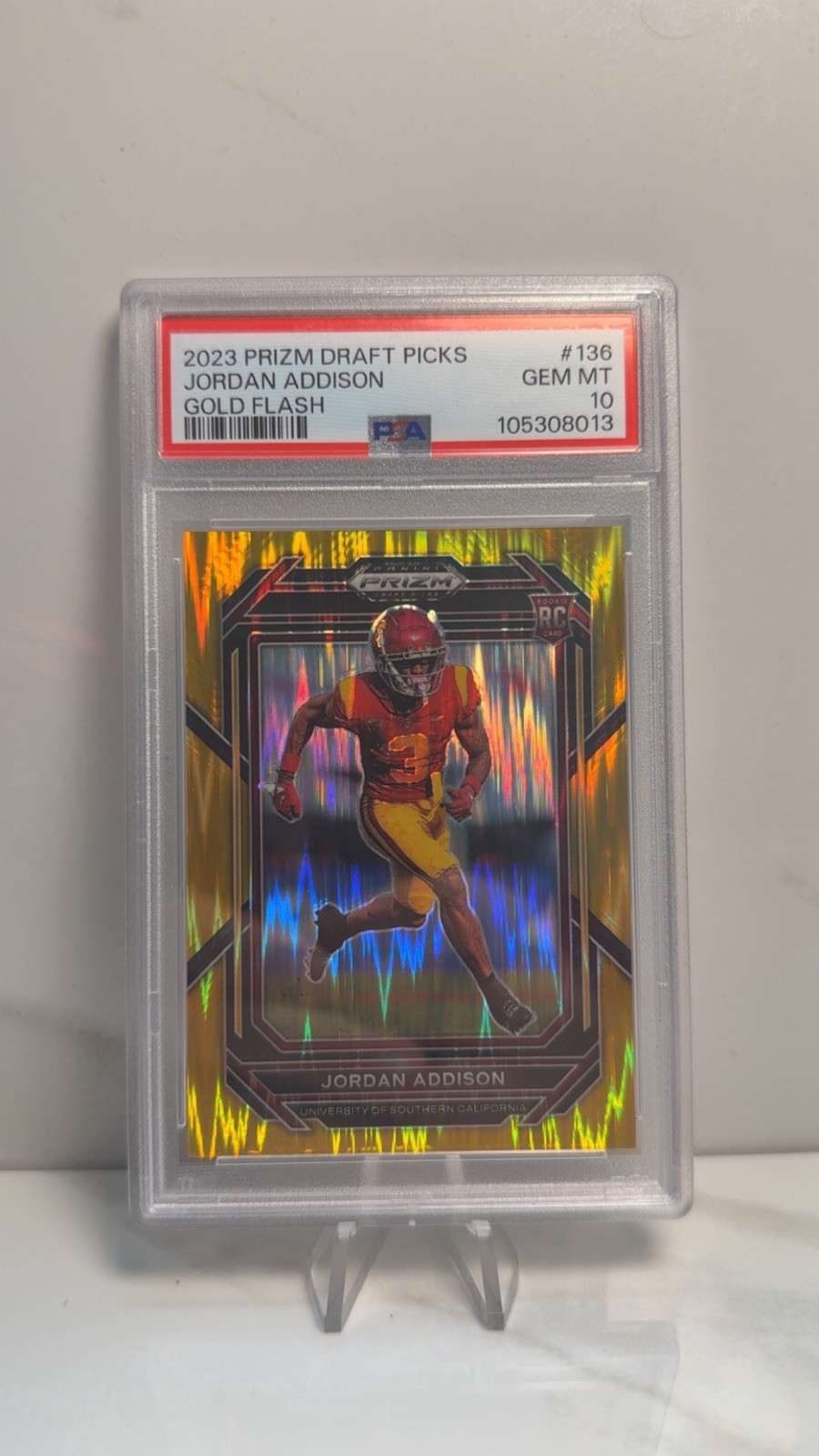 Jordan Addison Panini Prizm Draft Picks #136 Gold Flash