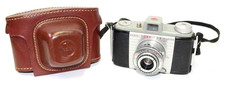 Kodak Pony 828 Camera 51mm f/4.5 Lens w/Saddle Brown Leather Field Case. Works.
