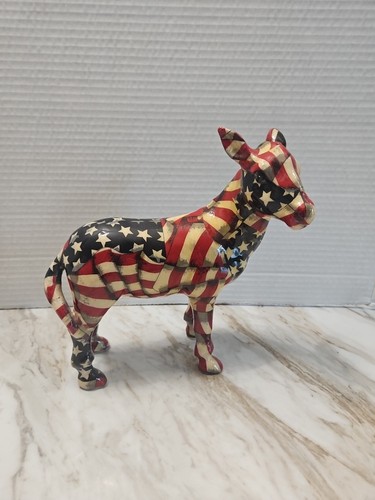 Donkey Figurine American Flag La Vie Resin? Stars Stripes Patriotic USA Vtg