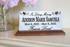 Baby Memorial Plaque for Shelf or Mantel Sign Baby Footprints  Angel Wings