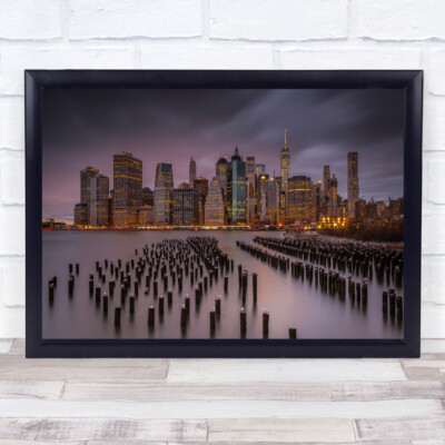 Manhattan NYC City Skyline Wolkenkratzer Gebäude Turm Wassermasten Wandkunstdruck