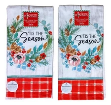 Set of 2 Juniper 'TIS THE SEASON Terry Kitchen Towels by Kay Dee Designs