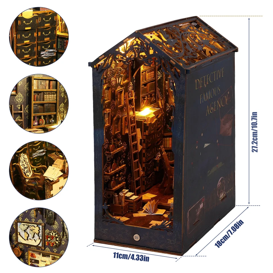 🔍 La Tana del Detective & Il Mondo Magico – Book Nook 3D Kit 💥Sped. Gratuita - Immagine 4 di 4