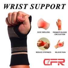 Copper Wrist Hand Brace Support Splint Carpal Tunnel Sprain Arthritis Sport Gym