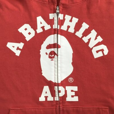 BAPE College logo zip hoodie a bathing ape NIGO Red Size L | eBay