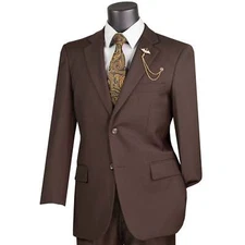VINCI Men's Brown 2-Button Suit w/ Adjustable Waistband, Reg-Fit - NEW