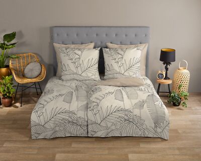Good Morning Baumwoll-Bettwäsche 135x200 SYM Blätter Wende beige 30196 sand