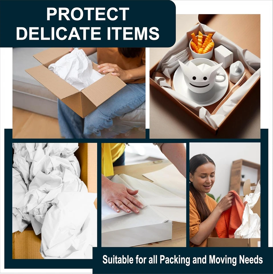 White Packing Paper Sheets for Moving 320 Sheets 27"X17" |10Lb Newsprint - Image 4 of 4