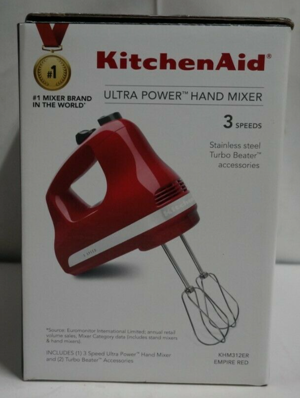 KITCHENAID Empire Red Ultra Power 3 Speed Hand Mixer KHM312ER eBay