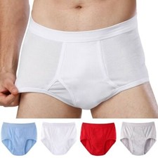 Men White Briefs Cotton Underwear Old School Vintage Style Stretch High Waist
