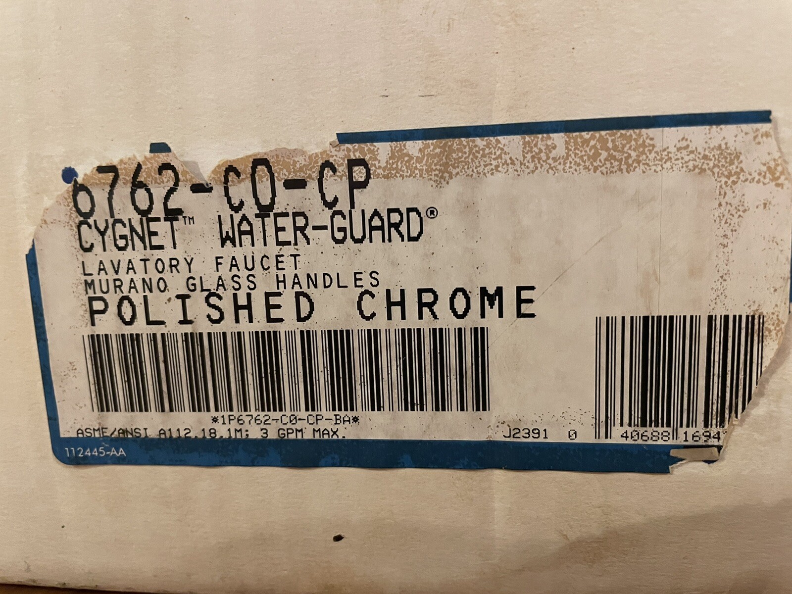 Kohler Widespread lavatory faucet, Murano glass handles K6762