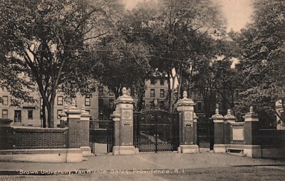 RI Vanwickle Gates at Brown University -- Providence Rhode Island Postcard 1909