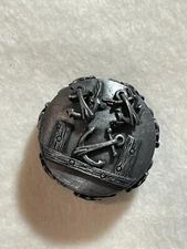 Vintage Torino Pewter Anchor Jewelry Set Necklace Brooch Earrings Trinket Box