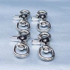 Silver Trigger Scissor Lobster Claw Swivel Snap Hooks 2-1/2" Long: 4 pcs (USA)  