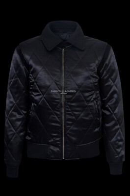 Herren DRIVE schwarz SILBER SCORPION gesteppt Satin Stoff Film Film Jacke 4011