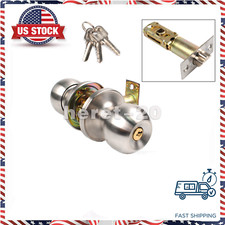 HighQuality Door Knob Privacy Lock Interior Bathroom Bedroom Stainless Steel 