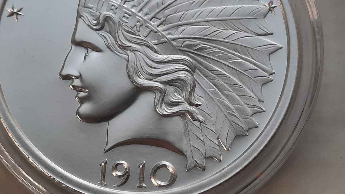 1910 $10 INDIAN TRIBUTE ROUND - 2 OZ - 39MM .999 PURE SILVER