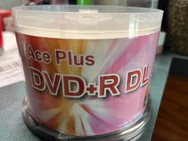ACE DVD+R DOUBLE LAYER DL 8X, 8.5GB 240Min, White Inkjet Print, 50/CAKE BOX