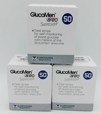 A.MENARINI DIAGNOSTICS GlucoMen Areo Sensor Strips - 3 Packs of 50 (150 Strips)