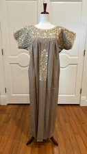 XL San Antonino Maxi Dress, Oaxaca Mexican dress. hand Embroidered. Silk Threads