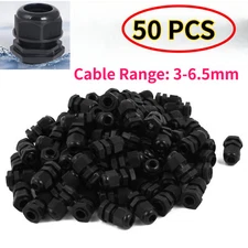 50x PG7 Adjustable Nylon Cable Gland 3-6.5mm Dia IP68 Waterproof Cable Connector