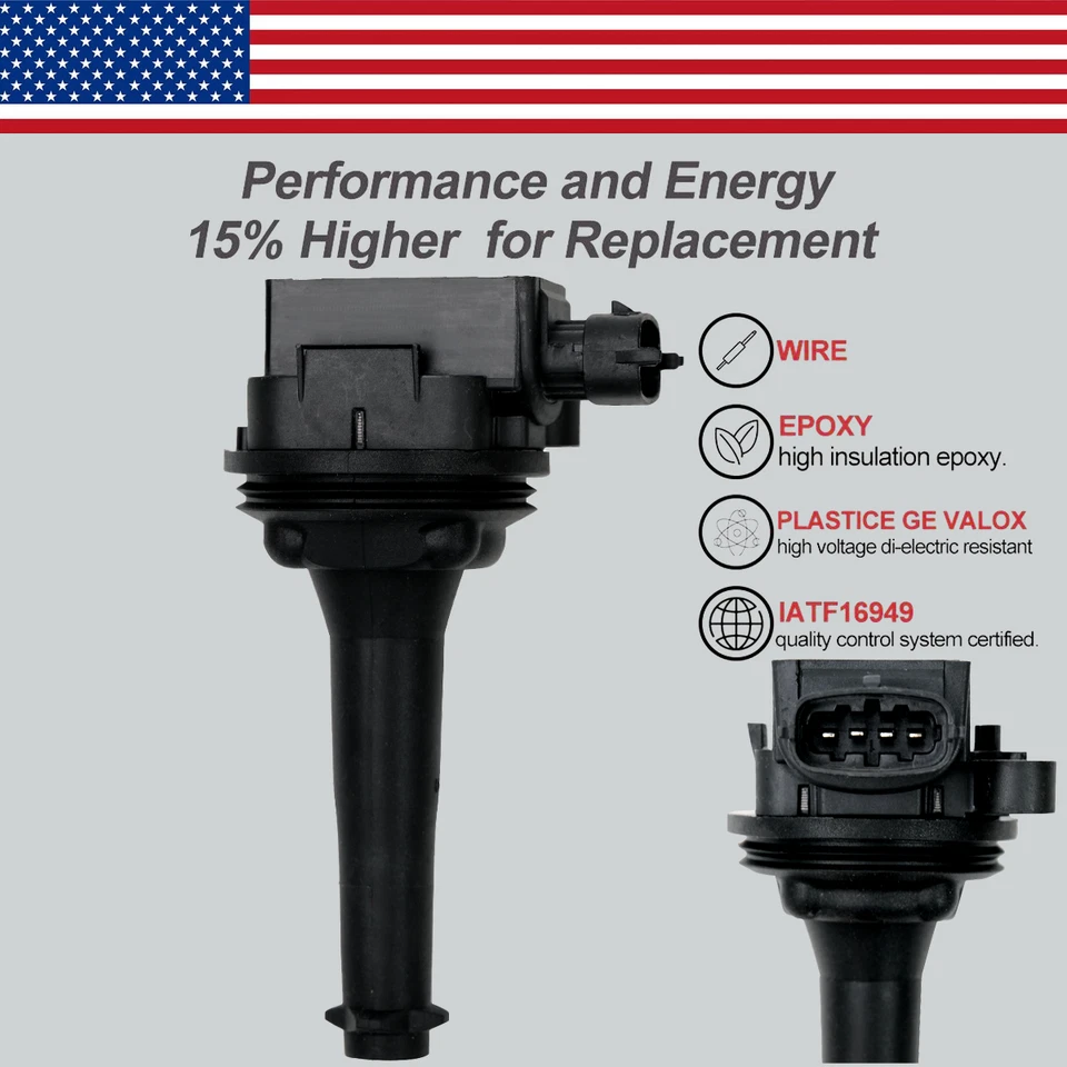 5X Bobina de encendido OEM y 5 bujías de iridio para Volvo C70 S60 S80 V70 XC90 UF341 Foto 3 de 4