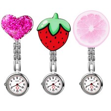 Womens Cartoon Clip-on Nurse Doctor Watch Lapel Hanging Brooch Fob Pocket Watch