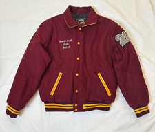 Rennoc Burgundy/Maroon  Yellow Wool Nylon Varsity Franklin Band Jacket Brandi