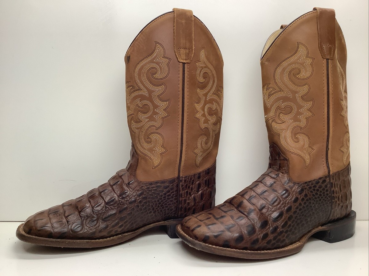 VTG Mens Unbranded Cowboy Alligator Print Square Toe Brown Boots Size 11.5 Men main image 4