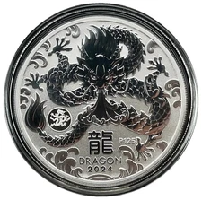 2024 Australia Lunar Dragon 🐉w/Privy 1 oz .9999 Fine Silver Series 3 Perth Mint
