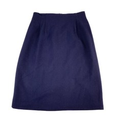 VTG 80s Norton McNaughton Wool Skirt Women 12 Navy Classic Retro Office 90s READ