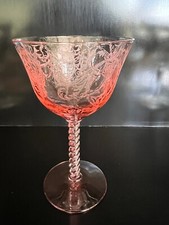 RARE  - Central Glass Works Pink Morgan Fairy / Etched Fine Crystal Dinnerware