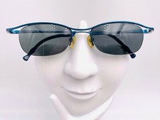 Vintage Scandinavian T-305 Blue Titanium Oval Half-Rimmed Sunglasses FRAMES ONLY