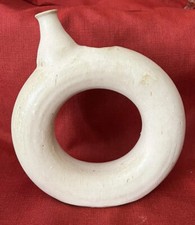 Art Pottery Circular Wine Decanter Mid Century Modern Retro Artist Signed VTG
