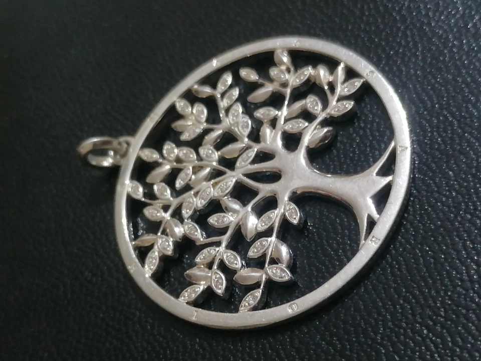 Authentic Thomas Sabo Tree of Life In Circle With White Zircon Pendant 43.5mm 8g - Image 3 of 4