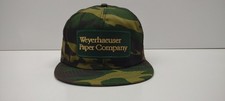 Weyerhaeuser Paper Company Camo Vintage Mesh Trucker Snapback Hat USA