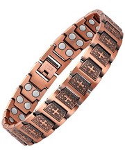 Feraco Copper Cross Bracelet Men Magnetic Therapy Christian Jesus Jewelry