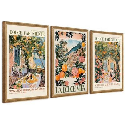 SYWENNOI Triptych Dolce Far Niente Framed Cnavas Wall Art 20x30 inches x3 | W...