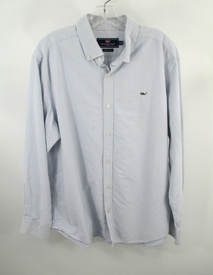 VINEYARD VINES Whale Shirt Men XL Light Blue Stripe Button-up Nautical Old Money