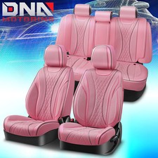 Juego completo de fundas de asiento de cuero sintético serie Diamond protector de cojín rosa