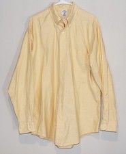 Brooks Brothers OCBD Made USA Shirt Yellow Slim Fit 17.5-35 Oxford Cloth